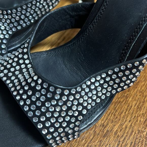Black Suede Studio Charlie Sandal Crystal Embellished Black Size 36 - Picture 4 of 7
